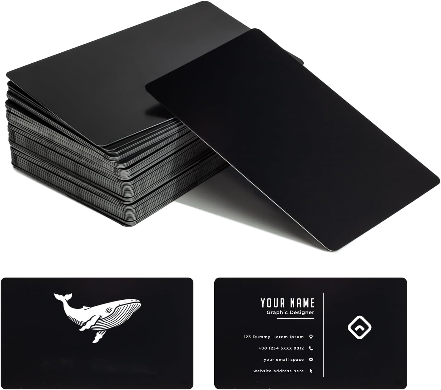 0.42mm Metal Business Card Blanks for Laser Engraving, 50 pcs Premium Aluminum sheet, Multipurpose DIY Gift Metal cards, Matte Black