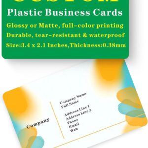 Custom Plastic Business Cards Customizable - Glossy or Matte (200 to 1000 Cards)- Size:85.5mmX54mm,Thickness:0.38mm (200)