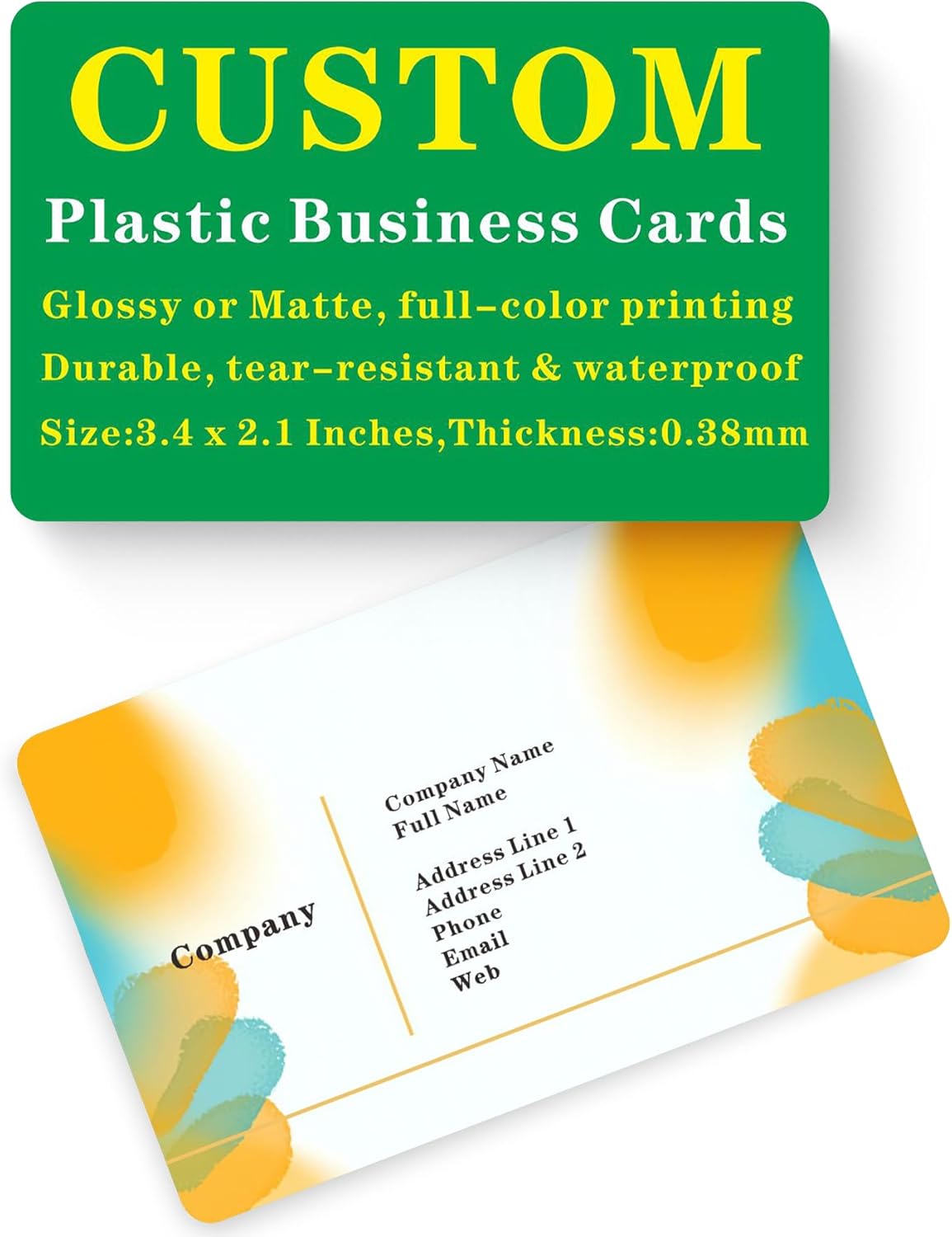 Custom Plastic Business Cards Customizable - Glossy or Matte (200 to 1000 Cards)- Size:85.5mmX54mm,Thickness:0.38mm (200)